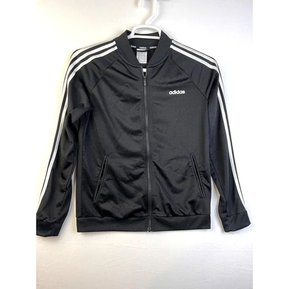 Adidas Track Jacket Women's Medium Black 3 Stripes Warmup Activewear Zip Front - Picture 8 of 8